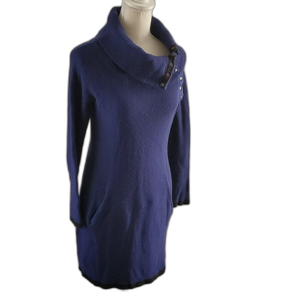 Dress by Margaret O'Leary Navy/ Black cuffs & hem, Size XS - Picture 1 of 8